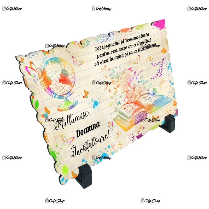 Multumesc doamna invatatoare, placheta cu mesaj